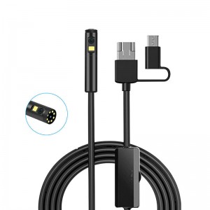 AN100 3IN1 Endoscope Dual Lens For Car Camera IP68 3IN1 Waterproof Inspection Borescope 9 LED Lights Soft Rigid Wire 8 0mm Lens For Smartphone