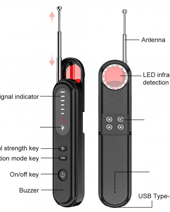 T01 Wireless Detector 5 Gears Adjustable Sensitivity Anti  Spy GPS Car Locator Signal Detection Device 360  Degree Full Range Detection for Hidden Cameras Locators Bugs Accurate GPS