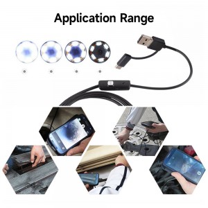 3  in  1 Mobile Phone Industrial Borescope Inspection Built  in 6 Adjustable LEDs Lights 8mm 1280 720 Resolution IP67 Waterproof