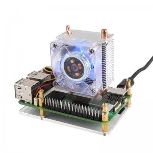 Raspberry Pi 5 RGB Low  Profile ICE Tower CPU Cooling Fan Horizontal Vertical U  shaped Copper Tube Fin Tower