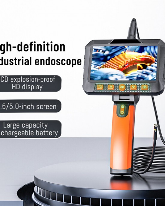 VISHRT T27 Dual Camera Dual Picture Handheld Endoscope 7mm 5 Inch LCD 1080P Borescope High Definition 5  6 Hours Battery Life