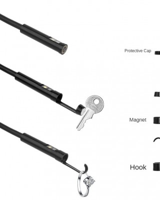 AN100 3IN1 Endoscope Dual Lens For Car Camera IP68 3IN1 Waterproof Inspection Borescope 9 LED Lights Soft Rigid Wire 8 0mm Lens For Smartphone