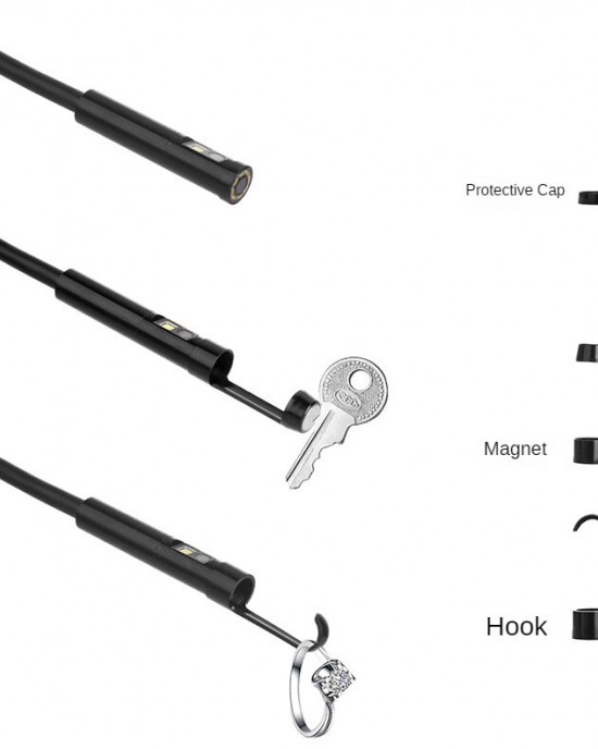 AN100 3IN1 Endoscope Dual Lens For Car Camera IP68 3IN1 Waterproof Inspection Borescope 9 LED Lights Soft Rigid Wire 8 0mm Lens For Smartphone