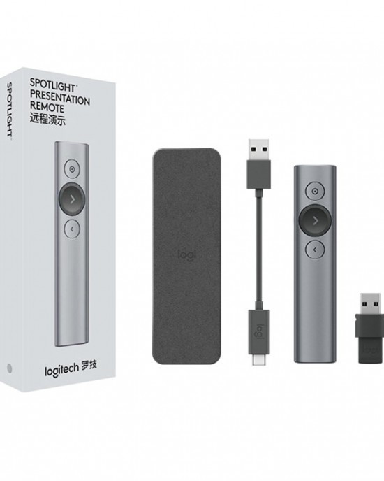 Logitech Spotlight 2 4Ghz USB Wireless Presenter PPT Remote Control Flip Pen  Grey