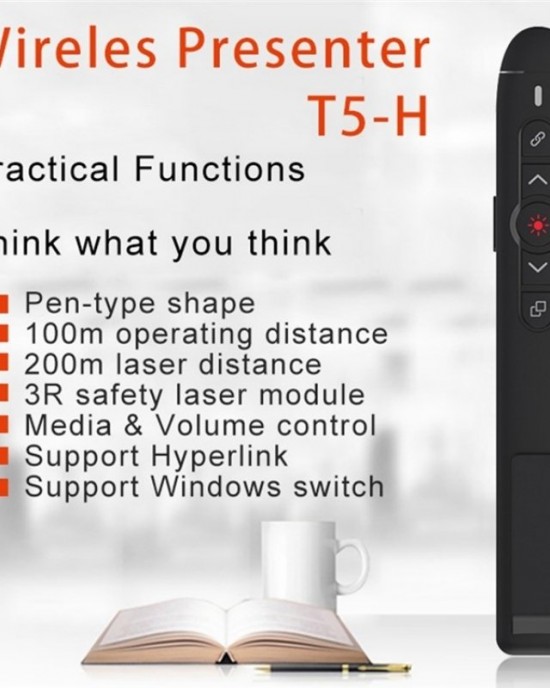 T5  H  L Red Laser Pointer Presentation Clicker 2 4GHz PPT Remote Control Presenter Flip Pen