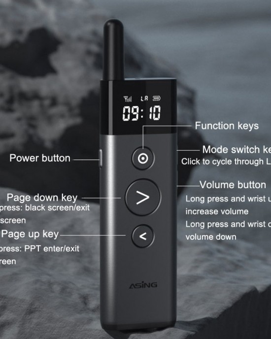 ASiNG A10 Green Light PPT Page Turning Pen Remote Control Presentation Pen  Capacity  128M  Gray