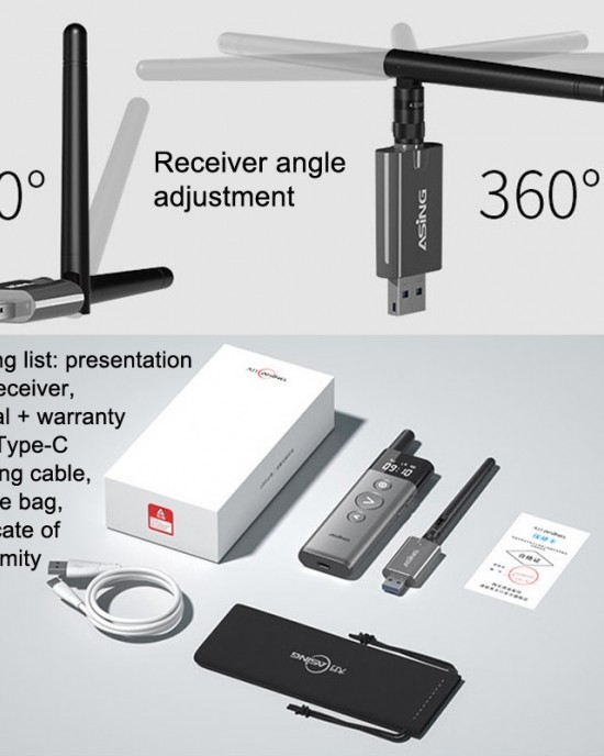 ASiNG A10 Green Light PPT Page Turning Pen Remote Control Presentation Pen  Capacity  32G  Gray