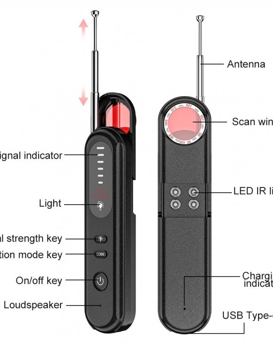 T01 Wireless Detector Camera Anti  eavesdropping Positioning GPS Alarm