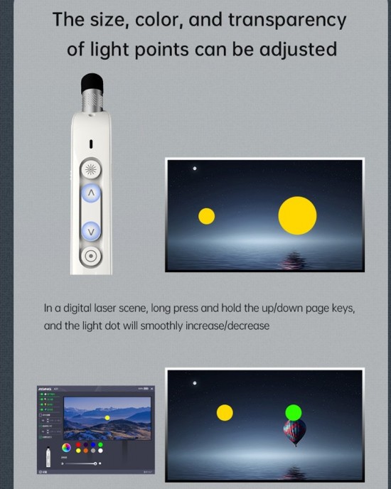 ASING A31 Multi  Functional Presentation Remote With Telescopic Teaching Rod Designed For Touch Screen