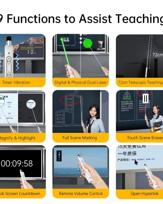 ASING A31 Multi  Functional Presentation Remote With Telescopic Teaching Rod Designed For Touch Screen