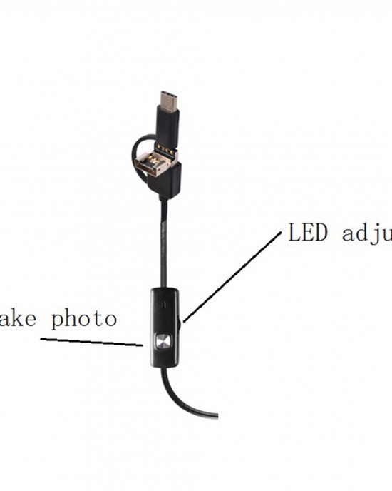 3  in  1 Mobile Phone Industrial Borescope Inspection Built  in 6 Adjustable LEDs Lights 8mm 1280 720 Resolution IP67 Waterproof