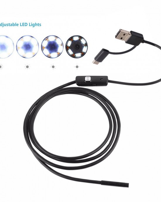 3  in  1 Mobile Phone Industrial Borescope Inspection Built  in 6 Adjustable LEDs Lights 8mm 1280 720 Resolution IP67 Waterproof