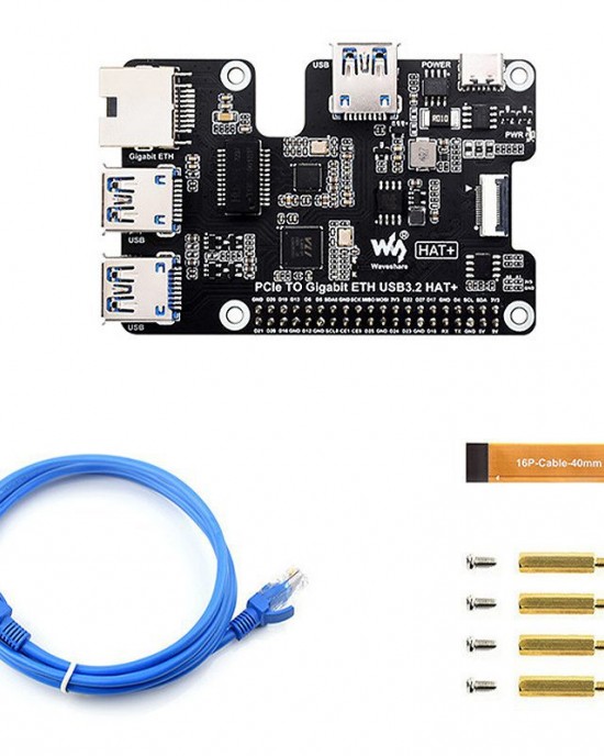 Raspberry Pi 5 PCIe to Gigabit Ethernet and USB 3 2 Gen1 HAT 3xUSB 3 2 Gen1 Gigabit Ethernet Pi5 PCIe HAT Expansion Board Plug and Play